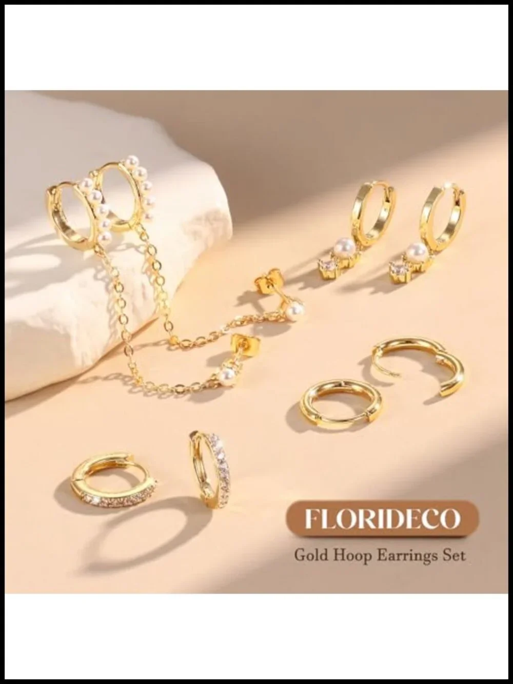 4 Pairs Small Hoop Earrings for Women 14K Gold Plated Hypoallergenic CZ Huggie